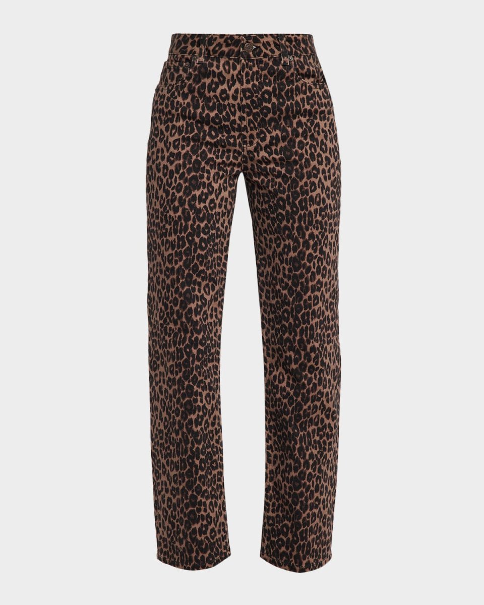Topanga Leopard Straight-Leg Jeans